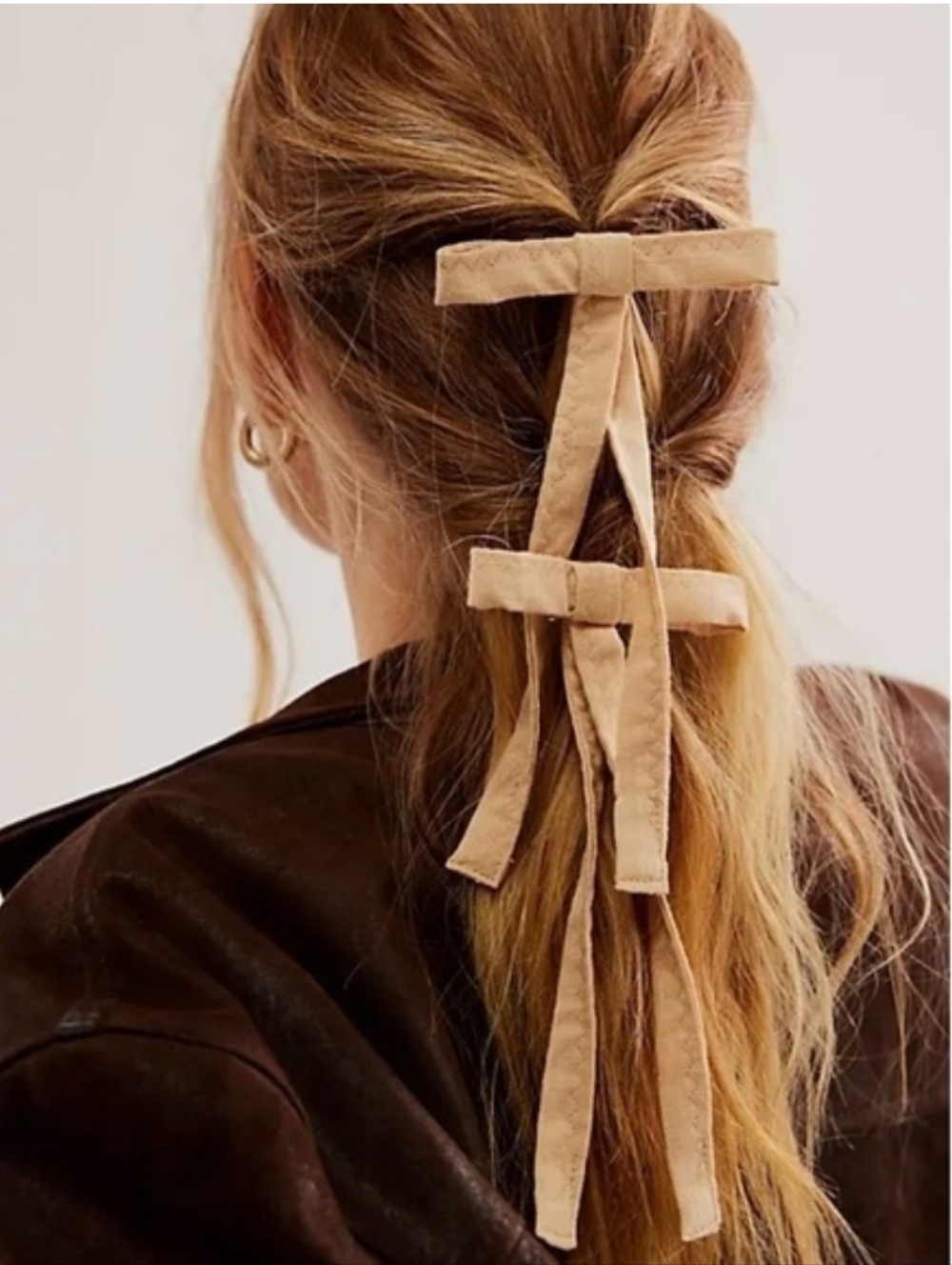 NWT Free People Cutie Pie Khaki Hair Bows